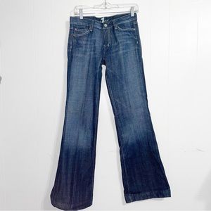 7 For All Mankind 7FAM Dojo Jeans Wide Flare Leg Swarovski Dark Wash Size 27 Y2K